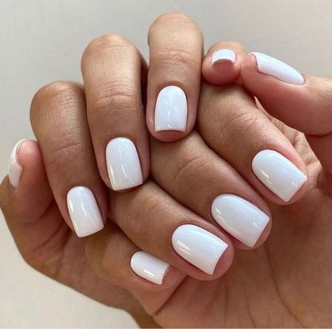 Top 15 Short White Summer Nails Ideas & Trends for 2024 - Ultimate Style Guide Wedding Nails For Bride Gel Short, White Nails Tan Skin, White Sparkle Gel Nails, Light Blue And White Nails Acrylic Short, White Gel Nails Square, Gel Nails Real Nails, Best Press On Nails Short, White Nails For Winter, Round White Nails