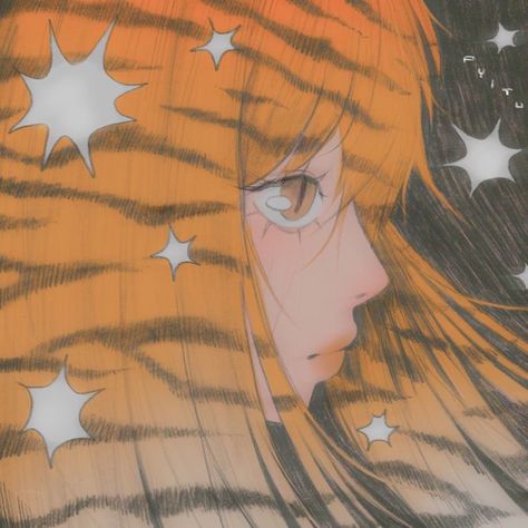 Tiger Girl, Orange Icons:), Art Icon, Girl Icons, Pretty Art, Cute Icons, Aesthetic Art, Aesthetic Anime, The Sky