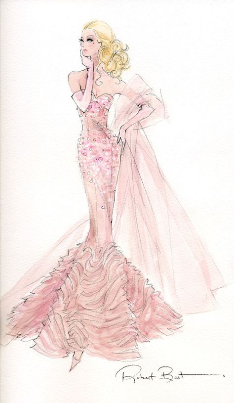 Robert Best - Barbie - BFMC Mermaid gown Pola Korset, Barbie Drawings, Robert Best, Vintage Fashion Sketches, Fashion Design Inspiration, Barbie Fashion Sketches, Mode Rose, Mode Retro, Dress Sketches