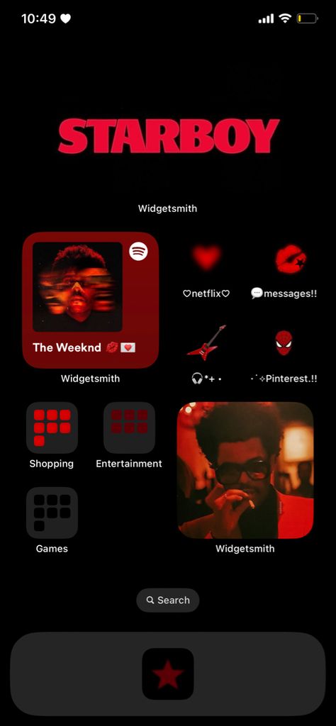 Music Ios 16 Homescreen, The Weekend Homescreen Layout, Starboy Widget Red, Red Ios 16 Wallpaper Ideas, The Weekend Phone Theme, The Weekend Wallpaper Ios 16, Red Wallpaper Iphone Ios 16, The Weekend Homescreen, The Weeknd Phone Layout