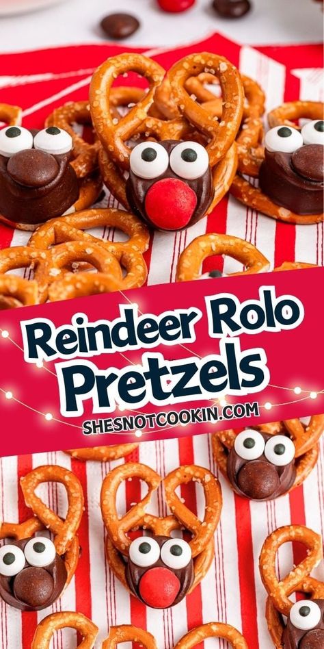 These easy to make adorable Reindeer Rolo Pretzels recipe shaped like the famous reindeer are delightful holiday treats for Christmas parties or gatherings. With M&M candy for a reindeer button nose they make delicious whimsical sweet and salty treats for the holiday platter. Reindeer Pretzels, Pretzel Reindeer, Pretzel Rolo, Rolo Pretzel, Rolo Pretzels, New Year's Desserts, Easy Christmas Treats, Salty Treats, Vegan Candies