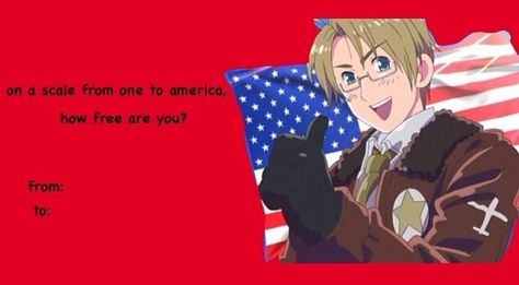 Anime valentine card Alfred Jones, Aph America, Hetalia America, Valentine Cards, Happy Independence Day, Funny Valentine, An Anime, Hetalia, Valentine Day Cards