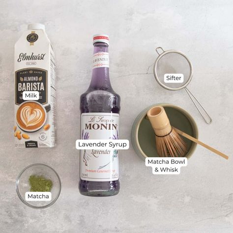 Iced Lavender Matcha Latte - The Hangry Economist Lavender Matcha Recipe, Lavender Matcha Latte Recipe, Matcha Business, Lavender Matcha Latte, Matcha Station, Matcha Sweets, Lavender Matcha, Oatmilk Latte, Matcha Drink Recipes