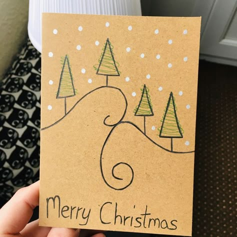 Simple Xmas Card Designs, Mini Christmas Cards Diy, Christmas Cards Diy Handmade Easy, Homemade Christmas Cards Ideas Simple, Cute Christmas Cards Handmade Easy, Cute Easy Christmas Cards, Diy Easy Christmas Cards, Christmas Cards Easy Diy, Simple Homemade Christmas Cards