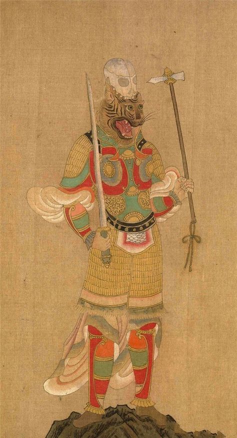 a historical drawing depicting tang dynasty full body armour with a mingguang breastplate. it is colorful armour and the art style is exaggerated in typical ancient chinese artistic styles. Tang Dynasty Armor, Tang Dynasty Art, Tang Dynasty Painting, Types Of Armor, Asian Artwork, Body Armour, Chinese Astrology, Historical Armor, Han Dynasty