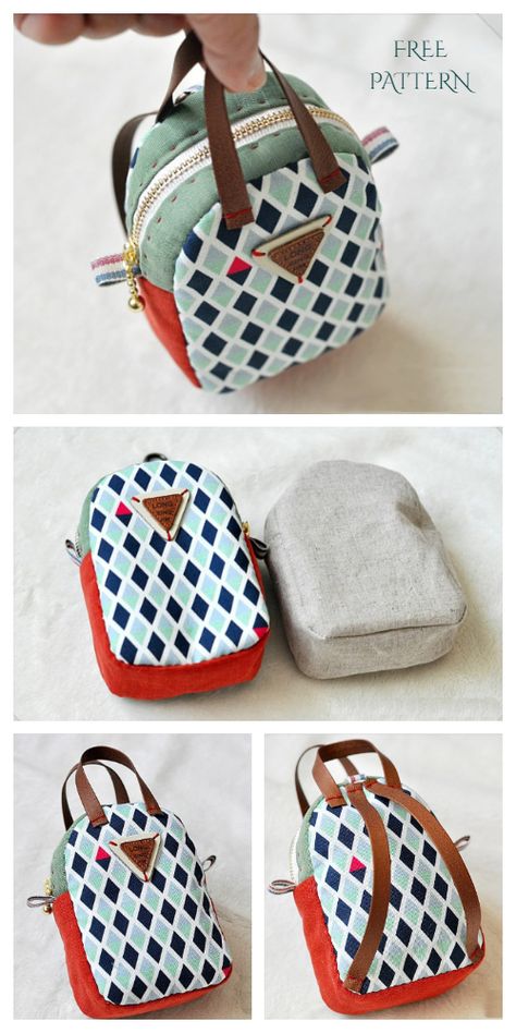 DIY Mini Back Pack Coin Purse Free Sewing Patterns | Fabric Art DIY Mini Backpack Diy, Fabric Art Diy, Mini Coin Pouch, Fabric Coin Purse, Diy Coin Purse, Purse Patterns Free, Sewing Tutorials Bags, Coin Purse Pattern, Fabric Sewing Patterns