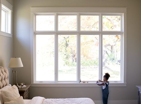 How to Stain Wood Windows | Pella Black Window Frames, Fiberglass Windows, Aluminium Cladding, Casement Window, White Windows, Black Windows, Exterior Cladding, Traditional Bedroom, Bedroom Windows