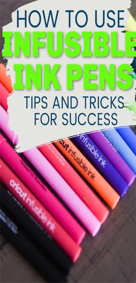 Infusible Ink has taken the crafting world by storm. The Infusible Ink pens are especially popular and fun to use. This article teaches you everything you need to know about using them and tips and tricks for success! via @clarkscondensed Cricut Infusible Ink Pens Projects, Cricut Infusible Ink Pens, Infusible Ink Pens, Pen Projects, Cricut Explore Air Projects, Infusible Ink Transfer Sheets, Cricut Help, How To Use Cricut, Cricut Supplies