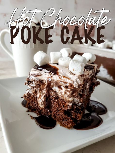 Hot Chocolate Poke Cake is a heavenly creation that combines the richness of hot chocolate with the moistness of a cake. Hot Chocolate Poke Cake, Classic Hot Chocolate, Cake Mix Ingredients, Pinterest Food, Chocolate Poke Cake, Easy Chocolate Desserts, Frozen Hot Chocolate, Poke Cake Recipes, Rich Chocolate Cake