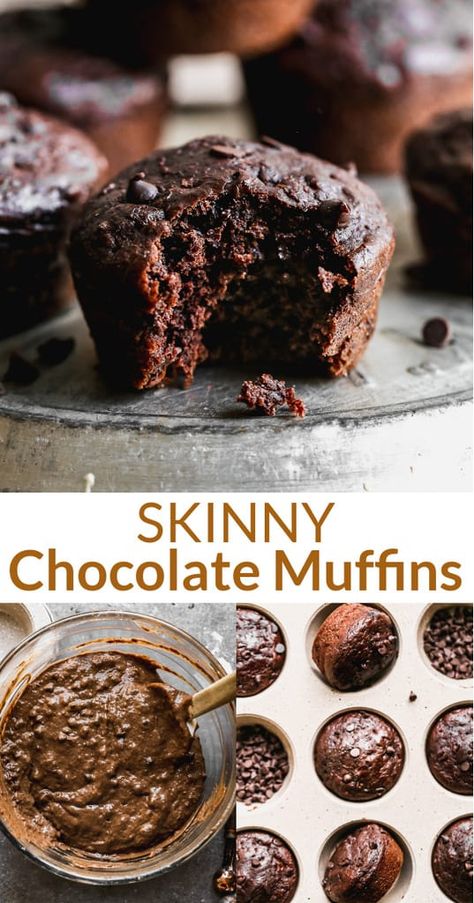 100 Calorie Chocolate Muffins, Simple Healthy Baking, Healthy Choc Muffins, Healthy Chocolate Muffins Easy, Healthy Chocolate Chocolate Chip Muffins, Healthier Chocolate Muffins, Low Cal Chocolate Muffins, Healthy Recipes With Chocolate Chips, Healthy Brownie Muffins