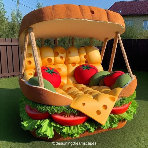 Indulge in Comfort: Fast Food-Inspired Hanging Loungers for Ultimate Relaxation Food Themed Furniture, Traditional Outdoor Furniture, Odd Furniture, Food Furniture, Outside Pool, Cool Kids Rooms, Unique Furniture Design, Food Inspired, Quirky Decor