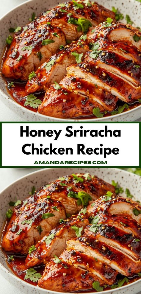 Need a simple yet tasty recipe for your next family dinner? Discover the Honey Sriracha Chicken, a delightful combination of honey's sweetness and Sriracha's heat. It’s a crowd-pleasing option everyone will love. Honey Siracha Chicken, Spicy Honey Chicken, Sriracha Recipes, Honey Sriracha Sauce, Honey Sriracha Chicken, Sriracha Chicken, Tasty Dinner, Spicy Honey, Honey Chicken