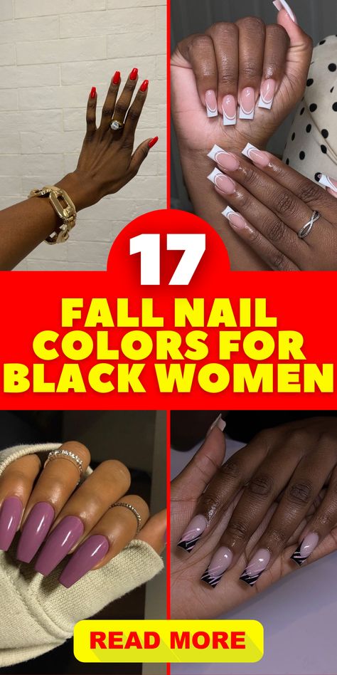 Elevate your nail game this fall with the trendiest nail colors for black women in 2023. Embrace the beauty of autumn with ideas designed specifically for dark skin tones. From vibrant and colorful shades to natural and solid hues, there's a variety of options to suit your preferences. Whether you opt for short nails or experiment with gel polish or acrylic, these nail colors will make a statement. Stay ahead of the trends and showcase your style with the perfect fall nail colors. Nails 2023 Trends Black Women, Black Women Nails Polish Dark Skin, Nails Acrylic For Black Women, Nails For Black Women, Dark Skin Nail Polish, Dark Skin Nail Color, Making Colors, Fall Toe Nails, Simple Fall Nails