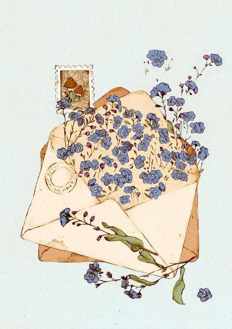 Cottage Core Art, 동화 삽화, Drawing Hands, Shop Opening, Creation Art, Happy May, Drawing Faces, Forget Me Nots, Dessin Adorable