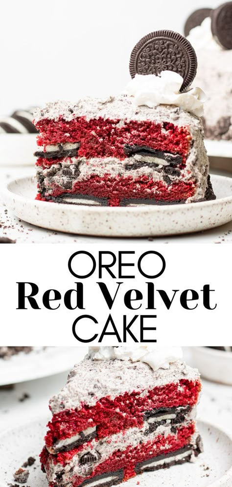 Red Velvet Oreo Cake, Oreo Cake Recipe, Red Velvet Oreo, Diy Dessert, Oreo Buttercream, Delicious Cake Recipes, Easy Baking Recipes Desserts, Oreo Cake, Sweet Snacks Recipes