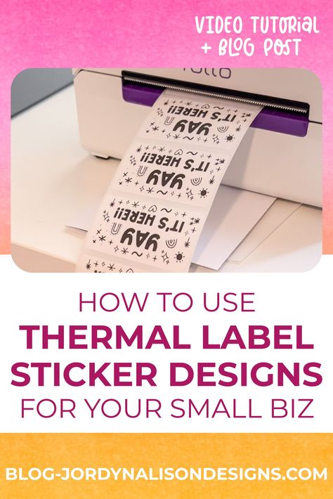 Learn how to use Thermal Label Sticker Designs with your Rollo or Dymo in this tutorial. Video tutorial + written blog post included. Hand Lettering Worksheet, Small Business Resources, Thermal Label Printer, Sticker Storage, How To Make Stickers, Sticker Template, Thermal Labels, Sticker Designs, Label Stickers