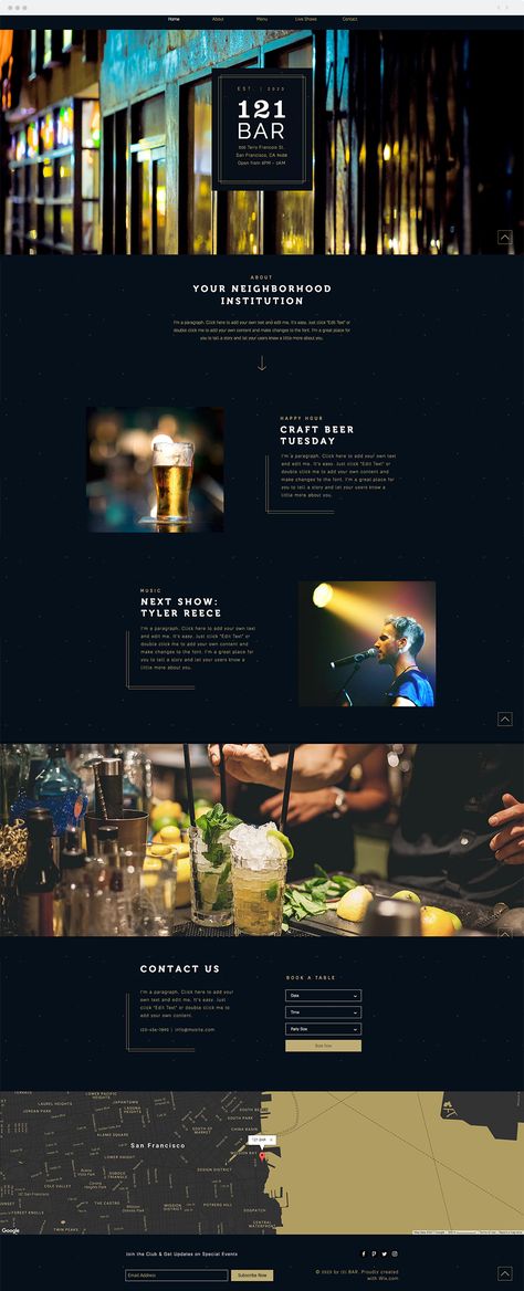 Urban Bar Website Template Speakeasy Website Design, Nightclub Website Design, Pub Website Design, Bar Website Design, Fashion Blog Website, Web Bar, Luxury Website Design, Wix Blog, Bar Website