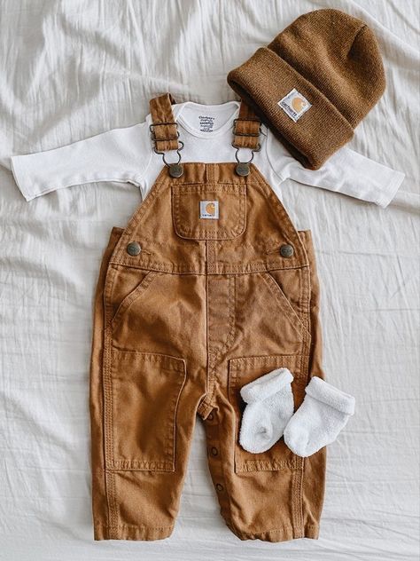 Carhartt Baby Boy Pictures, Baby Boy Carhartt Overalls Outfit, Baby Boy Overalls Outfit Pictures, Baby Boy Carhartt Outfits, Baby Boy Style Newborn, Cute Baby Outfits For Boys, Baby Overall Outfit, Baby Carhartt Overalls, Baby In Overalls