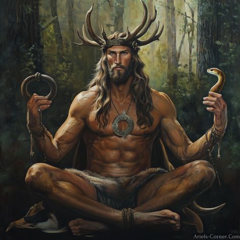 Receive all the blessings the God of the Ancient Ways has for you. #witchgod #cernunnos #earthangel Working With Cernunnos, Pan The God, Cernunnos Aesthetic, Norse Gods Art, Gods And Goddesses Mythology, Pan God, God Of Nature, The Horned God, Celtic Magic