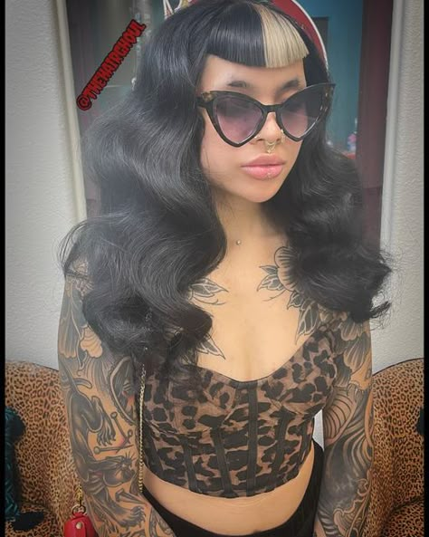 Bettie Bangs Hairstyles, Pinup Bangs, Gothabilly Fashion, Bettie Bangs, Vintage Bangs, Betty Bangs, Tame Flyaways, Heat Protection Spray, Girl Hairdos