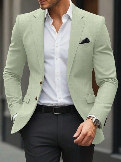 Formal Outfits For Men Classy, Blazer Outfits Casual For Men, Light Green Blazer Outfit Men, Blazers For Men Wedding Suits, Trending Suits For Men, Men Blazer Outfit For Wedding, Formal Mens Fashion Classy, Men Blazer Outfit, Blazer For Men Wedding