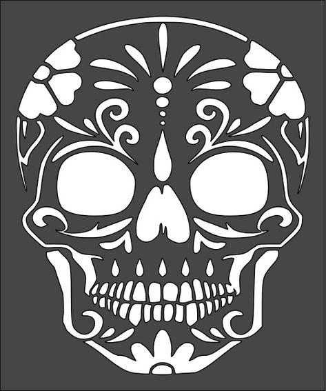 Sugar Skull Pumpkin Carving, Skull Pumpkin Carving, Sugar Skull Stencil, Wood Carving Projects, Sugar Skull Pumpkin, Jack Skellington Faces, Carving Projects, Skull Stencil, Cholo Art