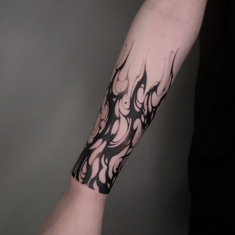 Abstract Tattoo Designs, Blackout Tattoo, Flame Tattoos, Fire Tattoo, Creepy Tattoos, Hand Tattoos For Women, Arm Band Tattoo, Arm Sleeve Tattoos, Calf Tattoo