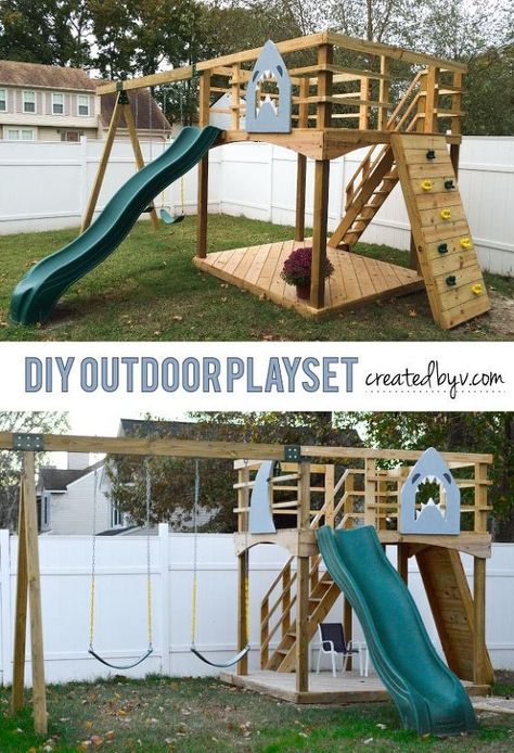 Diy Outdoor Play, Outdoor Play Set, Patio Chico, Outdoor Playset, Backyard Playset, Kids Backyard, Build A Playhouse, Playground Ideas, Diy Playground