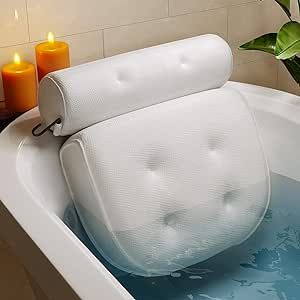 Idle Hippo Bath Pillow Bathtub Pillow, Bath Pillows for Tub Neck and Back Support with 6 Non-Slip Suction Cups, Ergonomic Bath Tub Pillow Headrest, Luxury Bath Accessory Spa Gifts for Bathtub, Hot Tub Bathtub Pillow, Tub Sizes, Bath Pillow, Spa Bathtub, Luxury Bathtub, Hot Tub Accessories, Bathtub Tray, Bath Tray, W Hotel