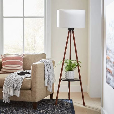 George Oliver Asberry 61" LED Tripod Floor Lamp & Reviews | Wayfair Unique Floor Lamps, Floor Lamp With Shelves, Tripod Floor Lamp, Floor Lamps Living Room, Multifunctional Storage, Modern Floor, Black Floor Lamp, Tripod Floor Lamps, Modern Floor Lamps