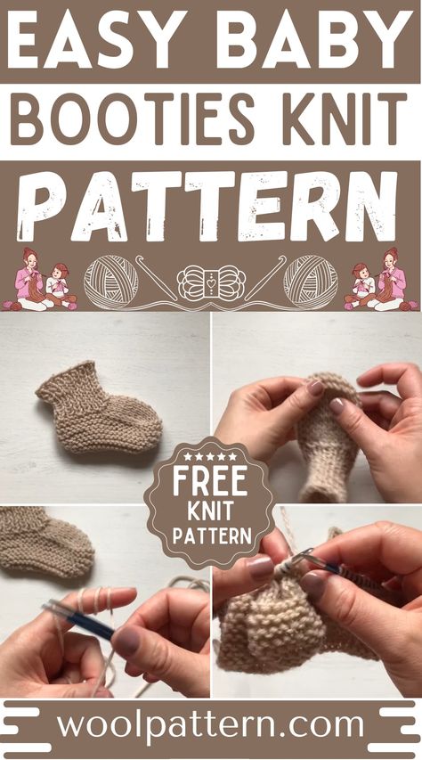 Easy Baby Booties Knit Pattern Knitted Baby Booties Free Pattern, Knit Baby Booties Pattern Free, Baby Knitting Patterns Free Newborn, Baby Socks Knitting Pattern, Knitted Baby Boots, Yarn And Needles, Easy Baby Knitting Patterns, Baby Socks Knit, Baby Booties Free Pattern