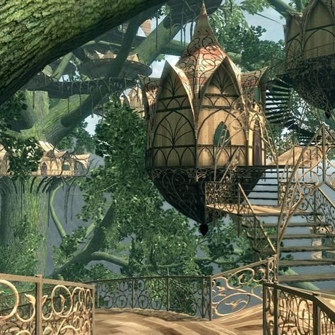 Elven Tree House, Elf Architecture, Elven Minecraft, Minecraft Elven, Elven Kingdom, Elf Home, Elf City, Elven Tree, Elven City