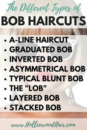 Types Of Bobs, A Line Haircut, Kort Bob, Angled Bob Haircuts, Asymmetrical Bob Haircuts, Graduated Bob, Medium Bob, Textured Bob, Stacked Bob Haircut