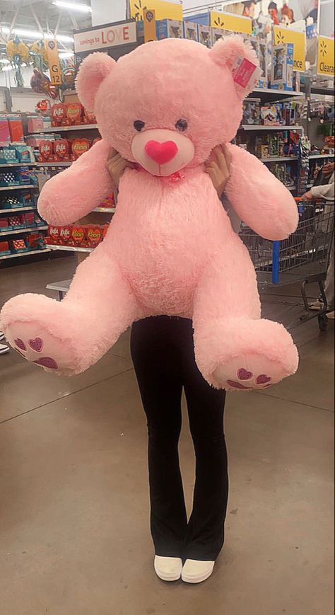 pink teddy bear Giant Plushies Aesthetic, Big Plushies Aesthetic, Teddy Bear For Girlfriend, Pink Stuffed Animals, Cute Squishies, Pink Teddy Bear, Cute Teddy Bear, Valentine Anniversary, Pink Teddy