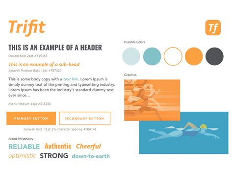 Trifit Style Tile by Whitespace Style Tiles, Website Color Palette, Identity Package, Ux Design Inspiration, Some Body, Brand Guide, Mood Board Design, Style Tile, Design System