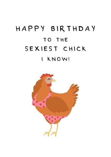 Happy Birthday Chicken Lady, Chicken Gifts Ideas, Funny Card Ideas For Best Friend, Fun Greeting Cards, Funny Birthday Gifts For Best Friend, Happy Birthday Illustration Art, Birthday Card Jokes, Happy Birthday Funny Wishes, Happy Birthday Frauen