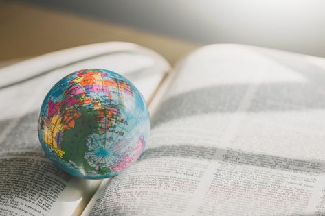 World globe on book. education school co... | Premium Photo #Freepik #photo #business #school #book #technology School Concept, City Life Photography, Church Media Design, Dp Photos, Rain Wallpapers, Globe Art, Bible Images, About World, World Globes