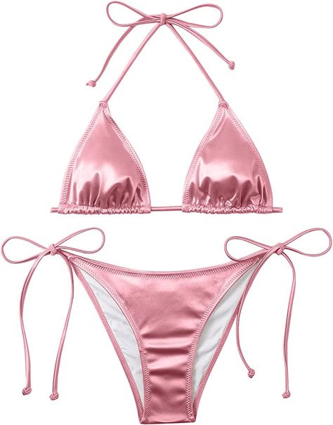 Amazon.com: Balasami Women's Liquid Metallic Rainbow Bikini Sets Shiny String Padded Triangle 2 Pieces Swimsuit Set : Clothing, Shoes & Jewelry Bra Art, Metallic Rainbow, Identity Crisis, Driver Era, Triangle Swimsuit, 2 Piece Swimsuits, Pink Swimsuit, Swimsuit Set, 16th Birthday