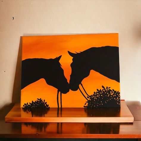 This beautiful One of a Kind Horse painting is on a 12x16 inch stretched cotton canvas, Made with matte acrylic paint. Perfect for all art and horse lovers. Packed with care and sent with a free sticker as a thank you for helping my small shop grow!  :) Cute Horse Painting, Painting Horse, Western Paintings Canvases, Easy Western Paintings, Room Decor Paintings, Western Painting Ideas Easy, Western Painting Canvas, Canvas Art Gifts, Horse Canvas Painting