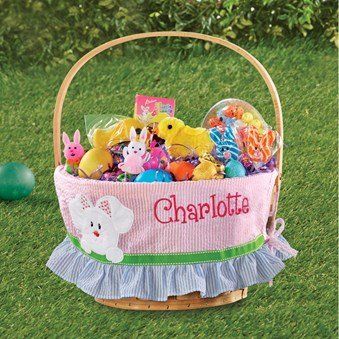 Easter Decorations & Gifts | Collections Etc. Unique Easter Baskets, Bunny Easter Basket, Girls Easter Basket, Crochet Purse Pattern Free, Easter Bunny Basket, Bunny Design, Bunny Basket, Crochet Stitches For Beginners, Pink Easter