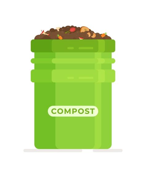 Vector illustration Compost bin icon. Clipart of waste, isolated on white background. Vector Brush, Vector Cartoon, Background Background, Background White, Compost Bin, Premium Vector, White Background, Hand Drawn, Vector Illustration