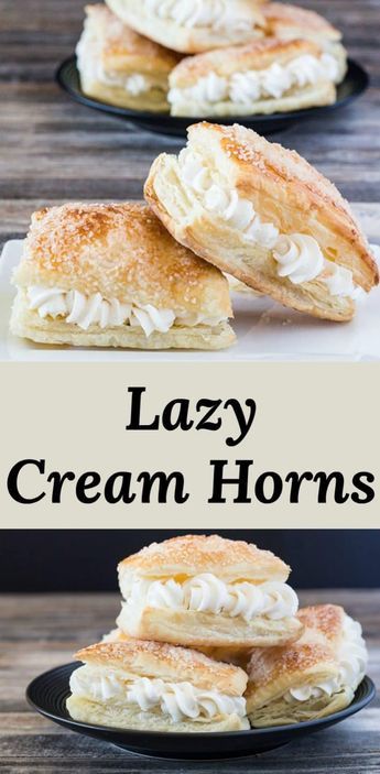 Cream Horn Filling, Puff Pastry Recipes Dessert, Cream Horn, Pastries Recipes Dessert, Lazy Man, Tasty Pastry, Puff Pastry Filling, Cream Puff Recipe, Cream Horns