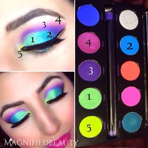 Urban Decay electric palette amazing colors by @magnifiedbeauty on Instagram Urban Decay Electric Palette, Urban Decay Electric, Edc Orlando, Maquillage Yeux Cut Crease, Make Up Designs, 80s Makeup, Drag Make-up, 80s Costume, Beauty Make-up