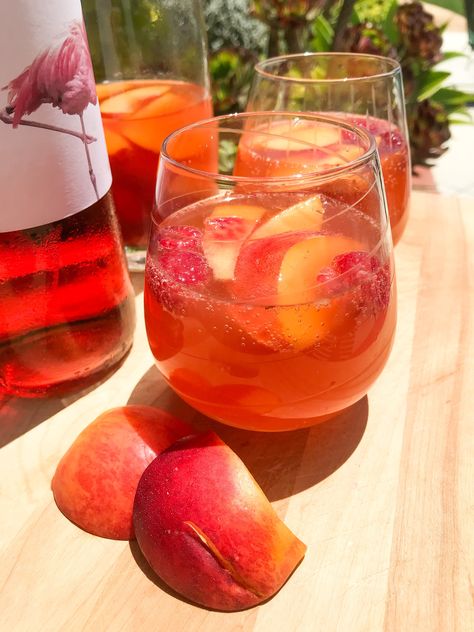 This Peach Rosé Sangria Needs a Warning Label, Because I Could Easily Drink the Whole Pitcher Sangria Aesthetic, Rosé Sangria, Rose Sangria, Peach Sangria, Peach Ice Tea, Sangria Recipe, Popsugar Food, Restaurant Dishes, Fruity Cocktails