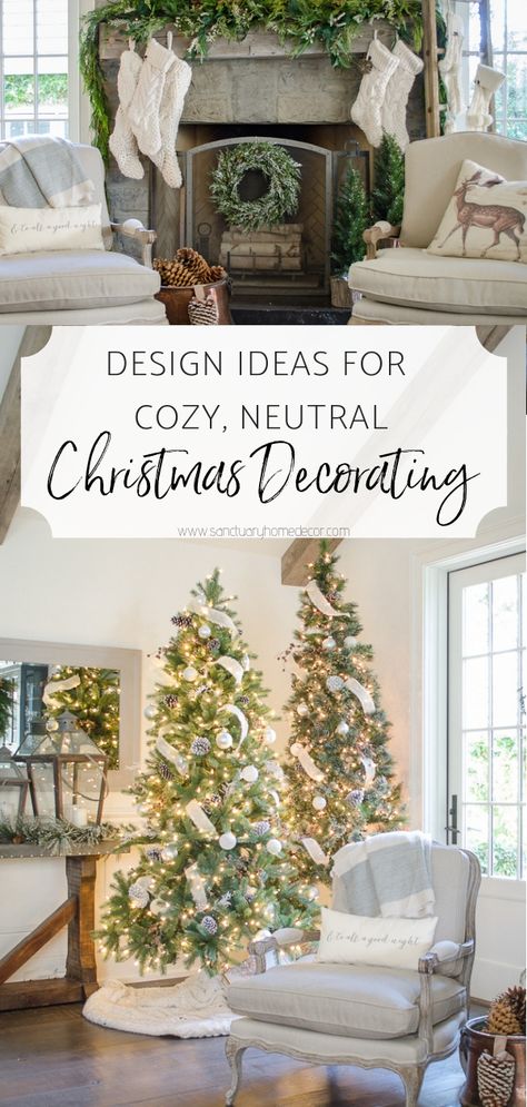 Design Ideas for Cozy, Neutral Christmas Decorating Christmas Tree Decor Ideas 2022, Cozy Neutral Christmas, Yuletide Traditions, Sanctuary Home Decor, Country Style Dining Room, Cozy Holiday Decor, Sanctuary Home, Neutral Christmas Decor, Neutral Christmas