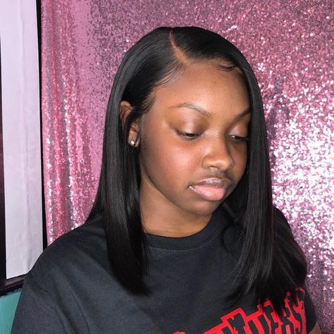 16 Inch Lace Front Wig, Sidepart Bob, Natural Hair Bob, Black Hair Ombre, Sew In Hairstyles, Straight Wigs, Wig Straight, Pelo Afro, Frontal Hairstyles