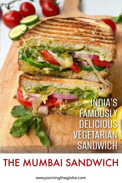 This beautifully-spiced, veggie-packed Mumbai Sandwich is a popular and irresistible Indian street food that's easy to cook at home. #Vegetarian #Sandwich #Panini #GrilledSandwich #Masala #Chutney Mumbai Sandwich Recipes, Vegetarian Panini Recipes, Vegetarian Sandwich Recipes Indian, Grilled Sandwich Recipes Vegetarian, Chilli Sandwich, Panini Vegetarian, Indian Sandwich Recipes, Veg Sandwich Recipes, Mumbai Sandwich