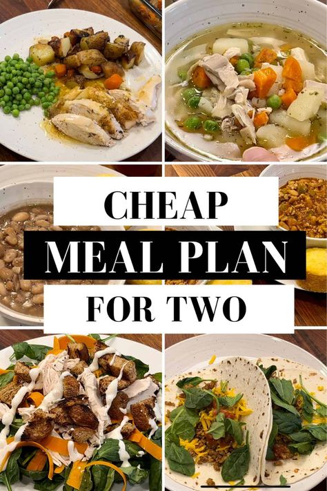 Meal Plan For Two, Easy Weekly Meal Plan, Easy Weekly Meals, Cheap Meal Plans, Healthy Meal Plan, Easy Meals For Two, Cheap Meal, Dinner For 2, Healthy Meals For One