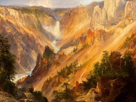 Yellowstone Painting, Thomas Moran, Hudson River School, Yellowstone Park, Cityscape Painting, Fantasy Landscape, American Art, Art History, Painting & Drawing