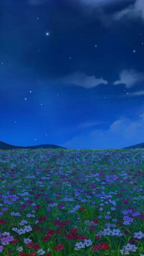 Sky Aesthetic Story, Flower Field At Night, Anime Night Sky, Art Aesthetic Pictures, Night Sky Drawing, Aesthetic Story Ideas, Flower Garden Drawing, Night Sky Aesthetic, Anime Night